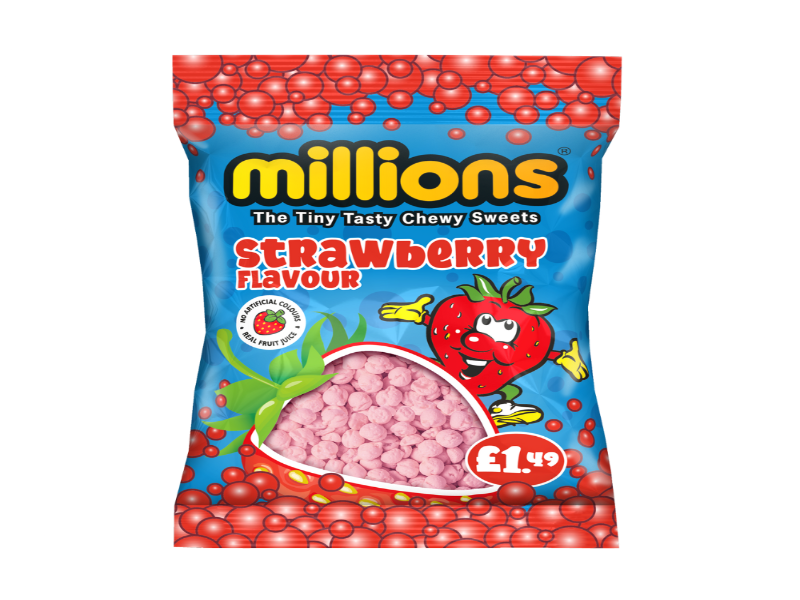 UK 🇬🇧 - Millions Tiny Tasty Chewy Sweets Strawberry.